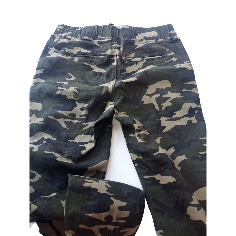 SONG Denim Camo Jogger Pants High Rise Elastic & Drawstring Sz 7/28 Cotton - Picture 5 of 16